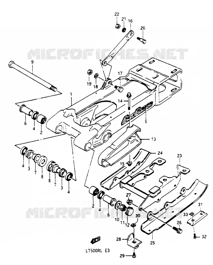 BRAS OSCILLANT ARRIERE (MODELE H) Suzuki QUAD 500 QUADRACER 1987  LT500RH(H/J/K/L)