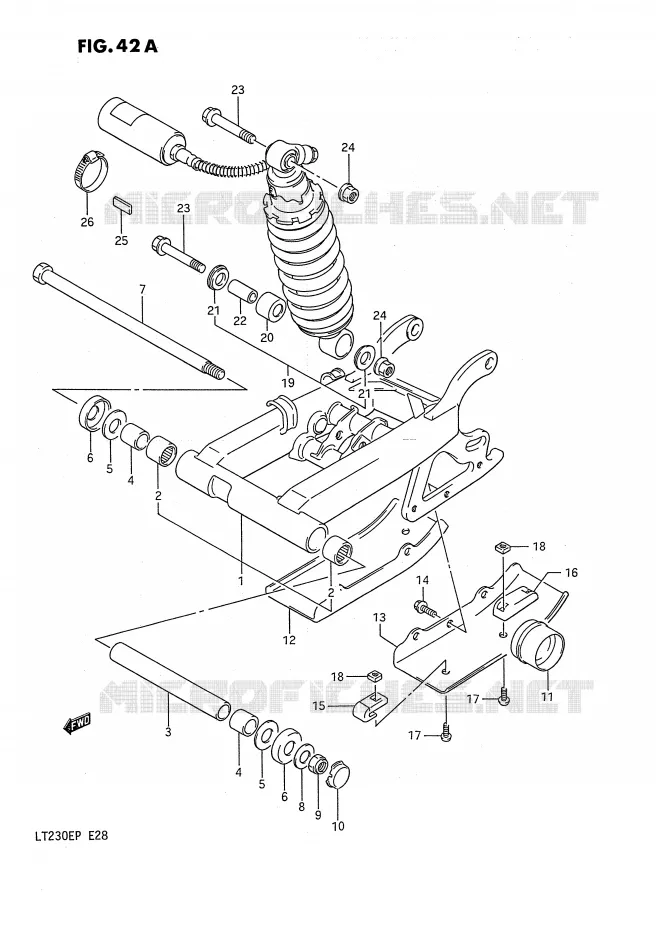 BRAS OSCILLANT ARRIERE (MODELE J/K/L) Suzuki QUAD 230 QUADSPORT 1993  LT230EP(E28)