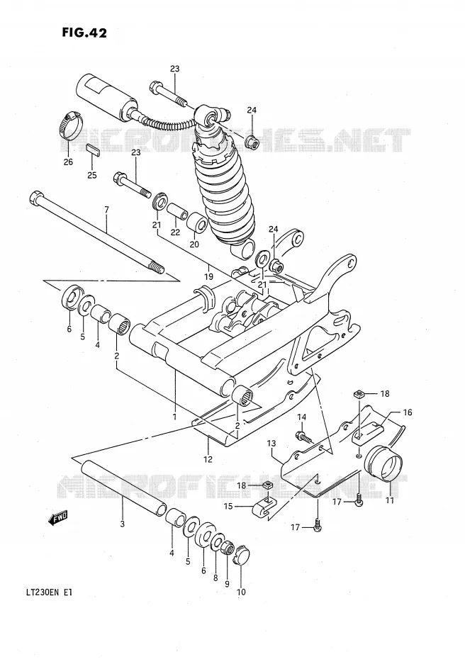 BRAS OSCILLANT ARRIERE (MODELE L) Suzuki QUAD 230 QUADSPORT 1992  LT230EN(E1)