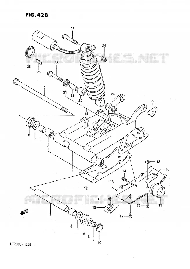 BRAS OSCILLANT ARRIERE (MODELE M/N/P) Suzuki QUAD 230 QUADSPORT 1987  LT230EH(E28)