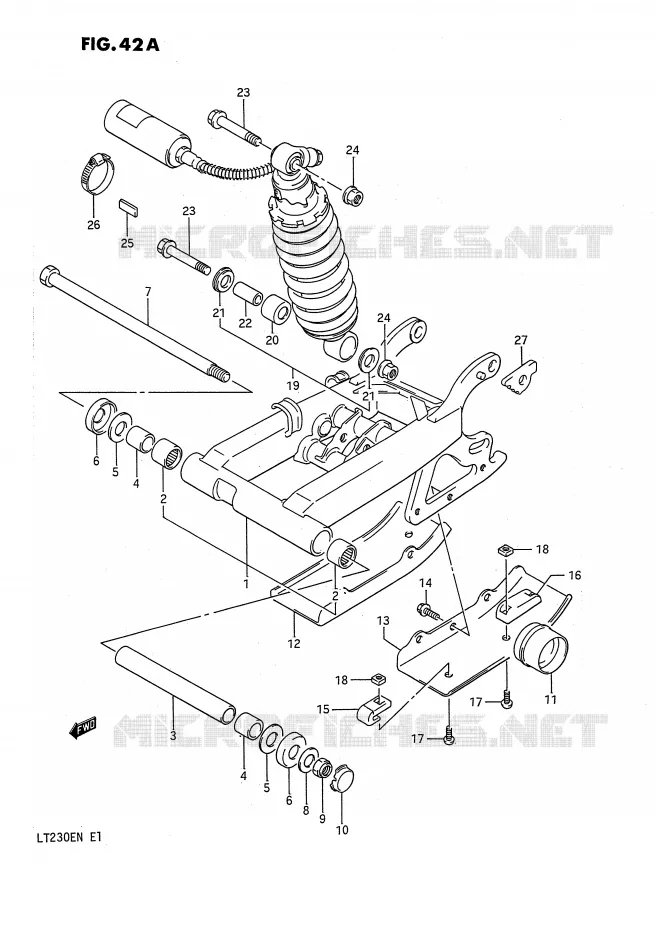 BRAS OSCILLANT ARRIERE (MODELE M/N) Suzuki QUAD 230 QUADSPORT 1990  LT230EL(E1)