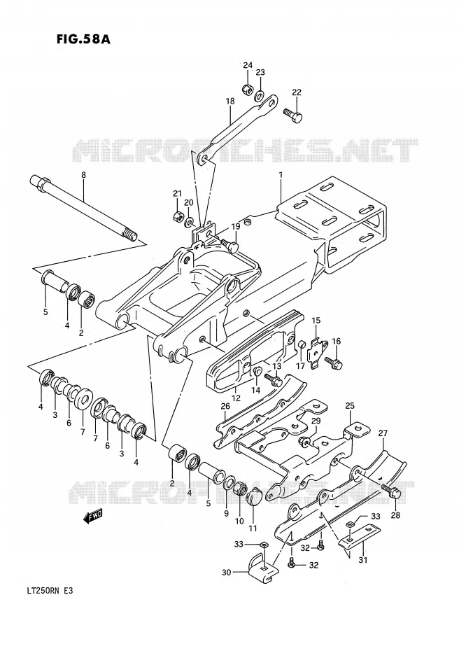 BRAS OSCILLANT ARRIERE (MODELE M/N) Suzuki QUAD 250 QUADRACER 1987  LT250RH(E3)