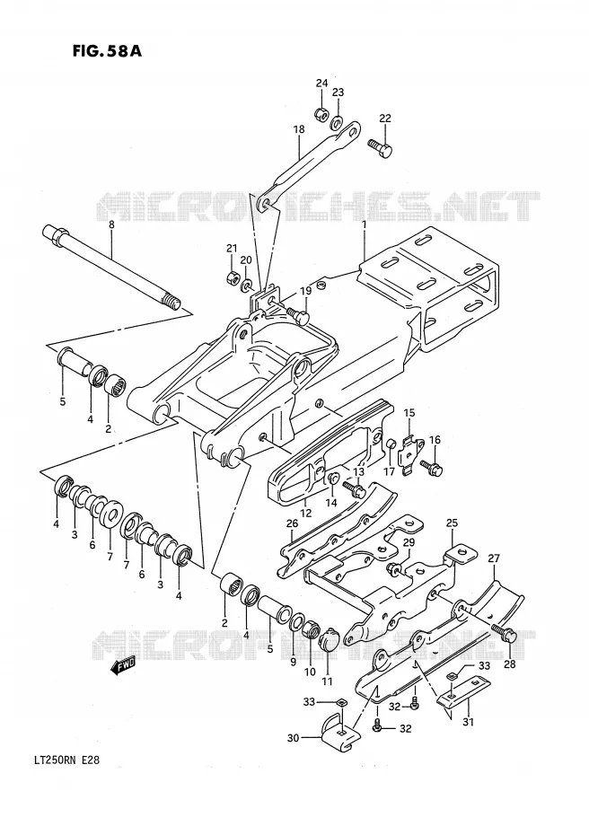 BRAS OSCILLANT ARRIERE (MODELE M/N) Suzuki QUAD 250 QUADRACER 1989  LT250RK(E28)