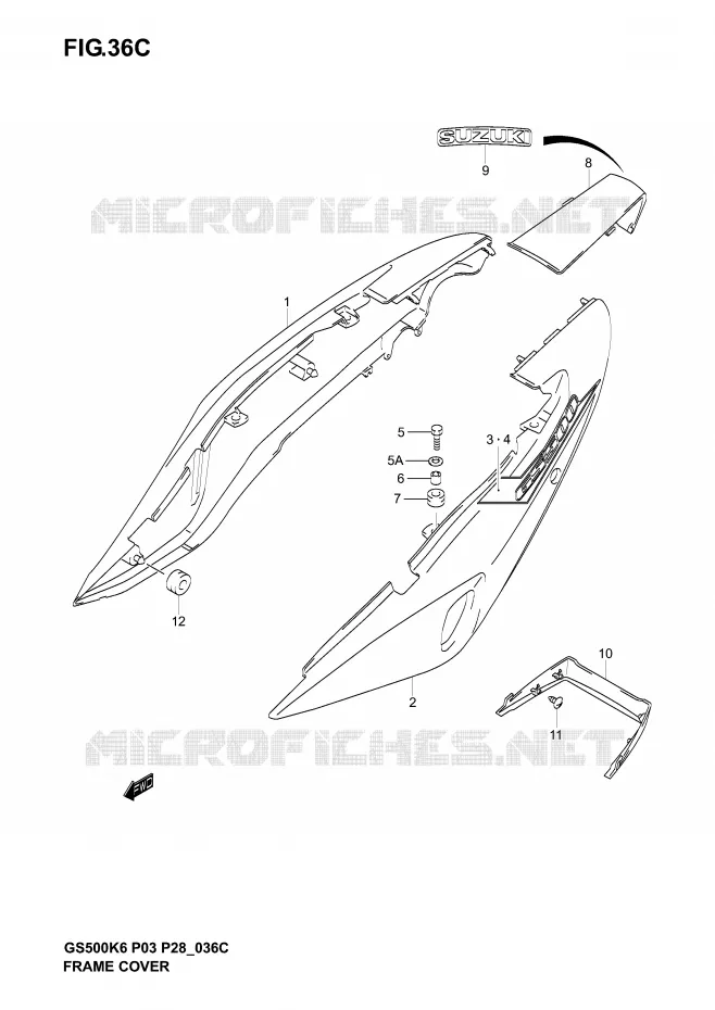 CARENAGES ARRIERE  (GS500K5 P28) Suzuki MOTO 500 GS-F 2005  GS500FK5(P3)