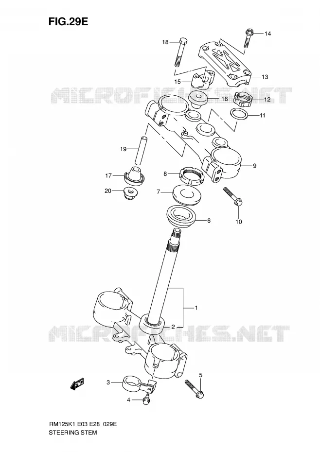 COLONNE DE DIRECTION (MODELE K6) Suzuki MOTO 125 RM 2004  RM125K4(E3/E28)