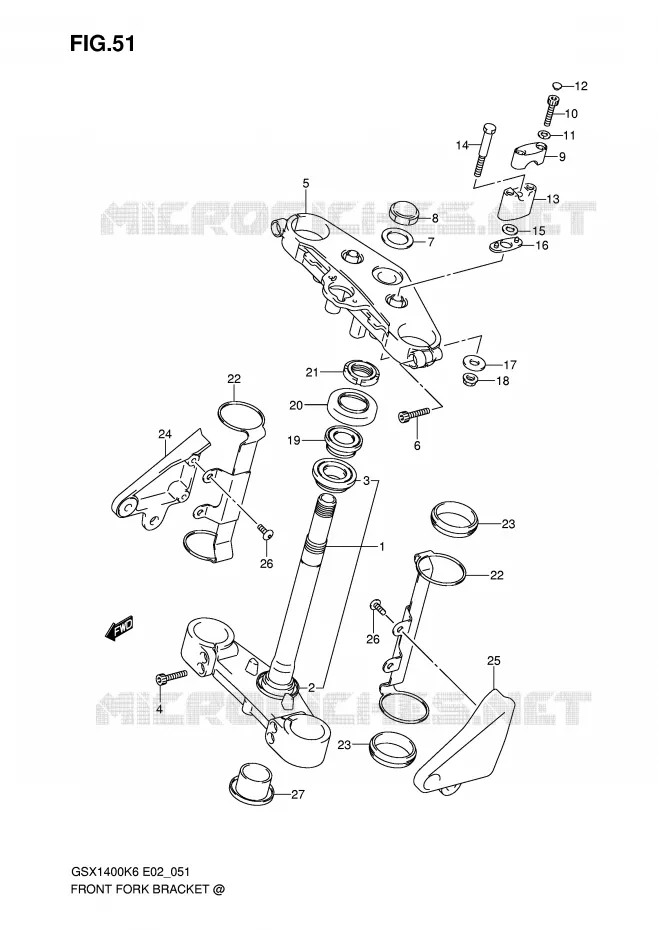COLONNE DE DIRECTION Suzuki MOTO 1400 GSX 2006  GSX1400K6(E2)