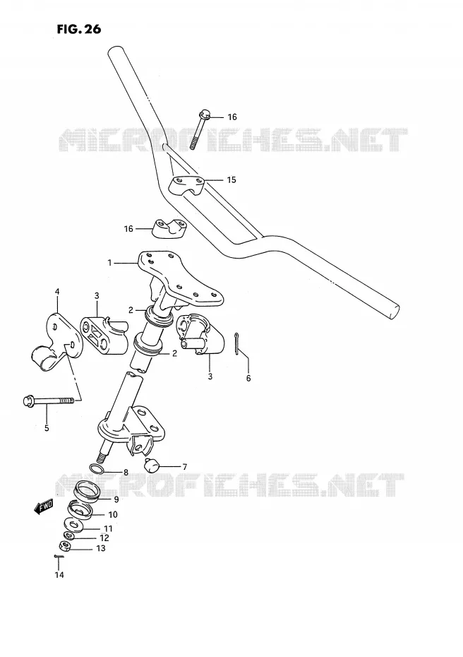 COLONNE DE DIRECTION Suzuki QUAD 250 QUADRACER 1991  LT250RM(E1)