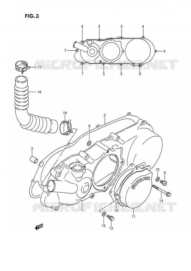 COUVERCLE DE CARTER GAUCHE Suzuki QUAD 80 QUADSPORT 1987  LT80H(P1)