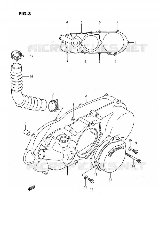 COUVERCLE DE CARTER GAUCHE Suzuki QUAD 80 QUADSPORT 1987  LT80H(P3)