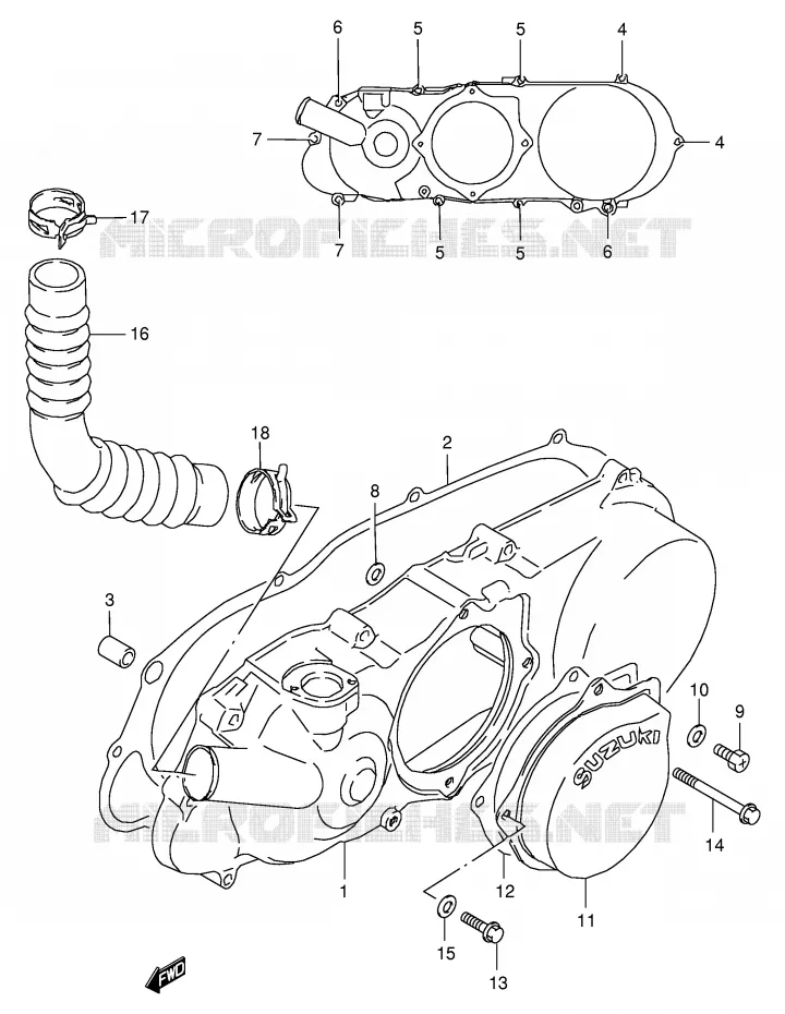 COUVERCLE DE CARTER GAUCHE Suzuki QUAD 80 QUADSPORT 2001  LT80K1(P3/P28)