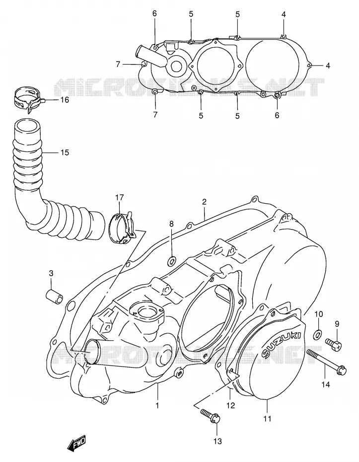 COUVERCLE DE CARTER GAUCHE Suzuki QUAD 80 QUADSPORT 2003  LT80K3(P3/P28)