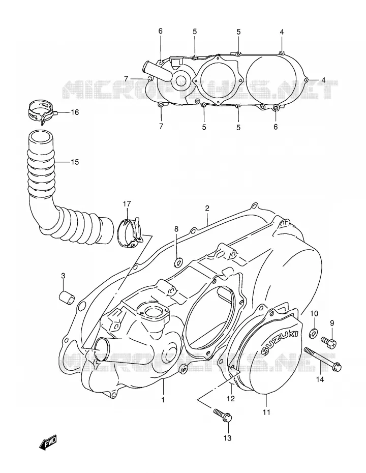 COUVERCLE DE CARTER GAUCHE Suzuki QUAD 80 QUADSPORT 2006  LT80K6(P1)