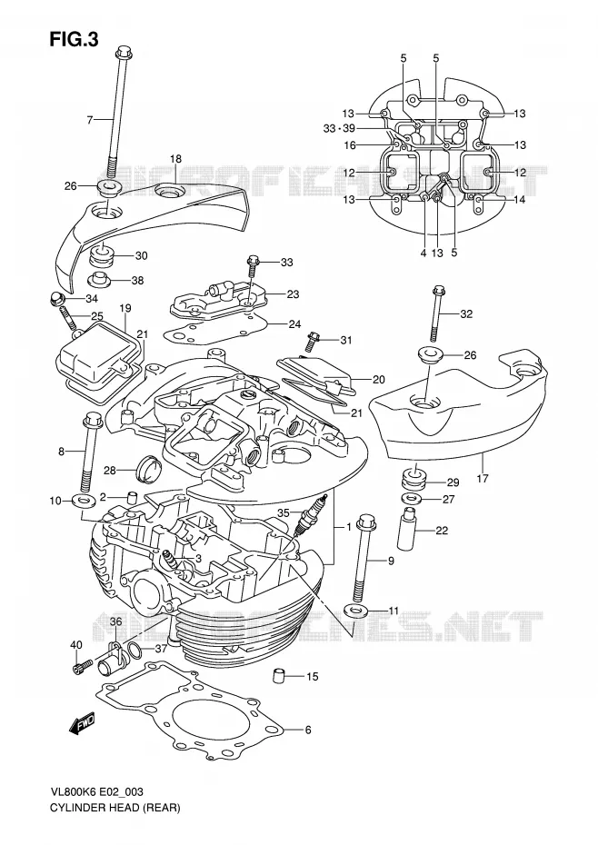 CULASSE ARRIERE (MODEL K6/K7/K8) Suzuki MOTO 800 VOLUSIA 2010  VL800UEL0(E2)