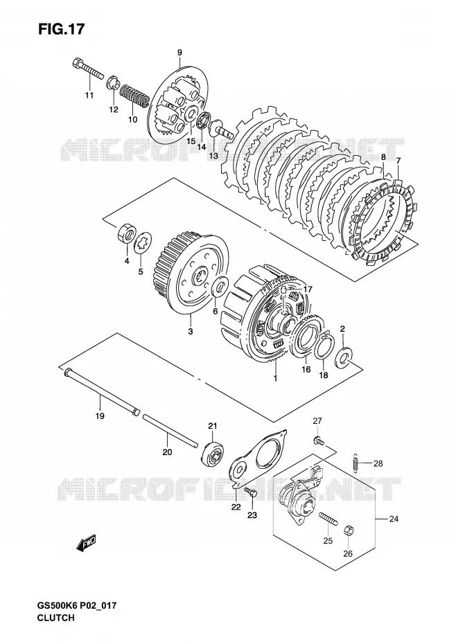 EMBRAYAGE Suzuki MOTO 500 GS-E 2005  GS500UK5(P19)