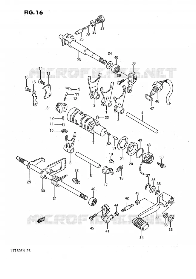 ENSEMBLE DE SELECTION DE VITESSES Suzuki QUAD 160 QUADRUNNER 1991  LT160EM(P3)