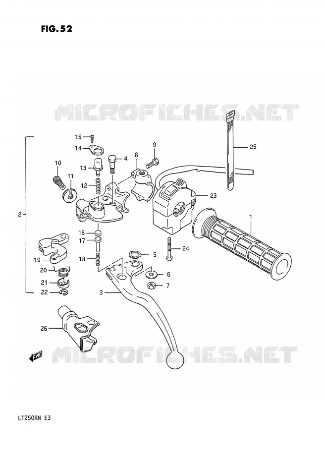 ENSEMBLE POIGNEE GAUCHE Suzuki QUAD 250 QUADRACER 1985  LT250RF(E3)