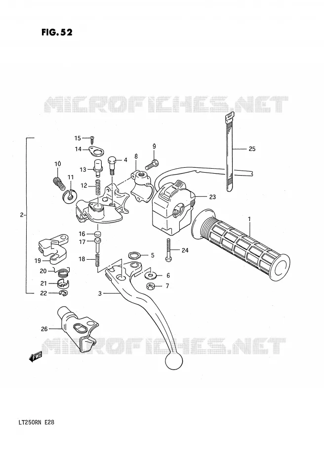 ENSEMBLE POIGNEE GAUCHE Suzuki QUAD 250 QUADRACER 1988  LT250RJ(E28)