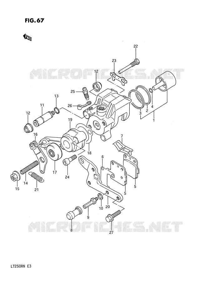 ETRIER DE FREIN ARRIERE (MODELE F/G) Suzuki QUAD 250 QUADRACER 1988  LT250RJ(E3)