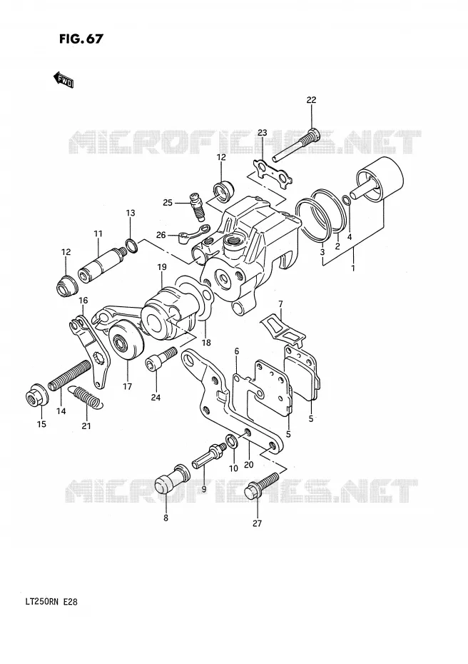 ETRIER DE FREIN ARRIERE (MODELE F/G) Suzuki QUAD 250 QUADRACER 1992  LT250RN(E28)