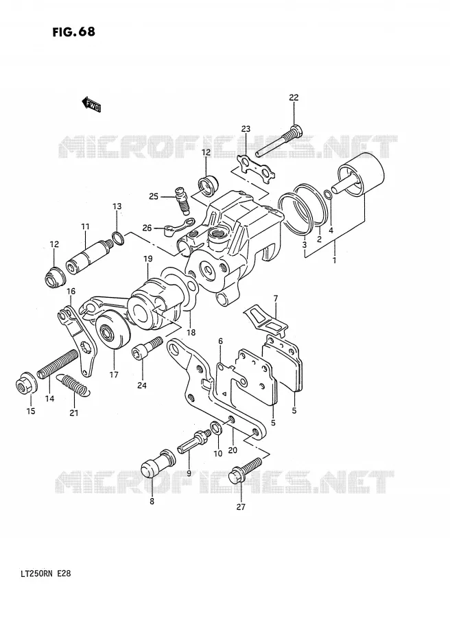 ETRIER DE FREIN ARRIERE (MODELE H/J/K/L/M/N) Suzuki QUAD 250 QUADRACER 1987  LT250RH(E28)