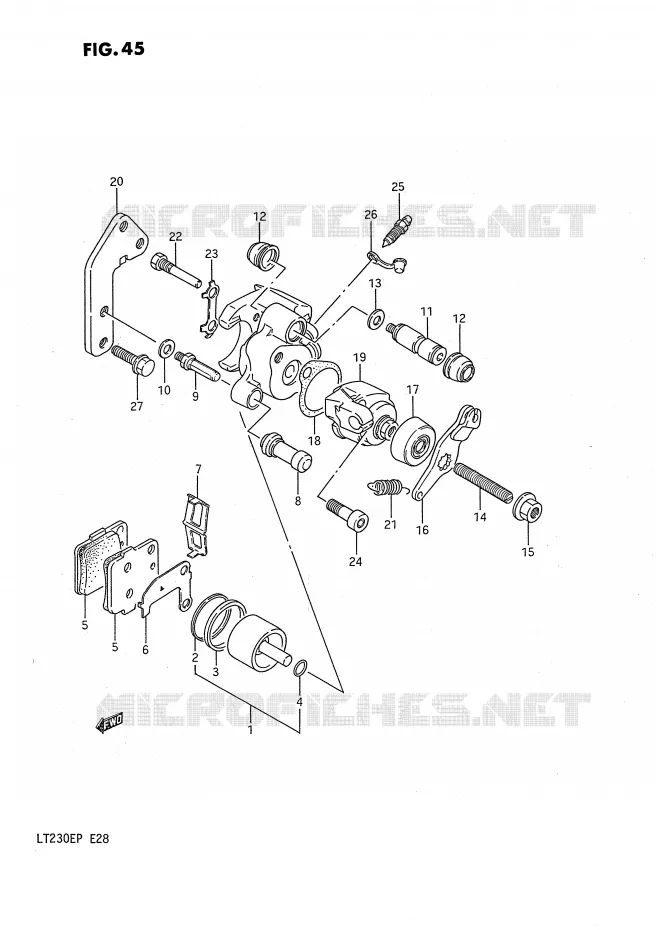 ETRIER DE FREIN ARRIERE Suzuki QUAD 230 QUADSPORT 1992  LT230EN(E28)