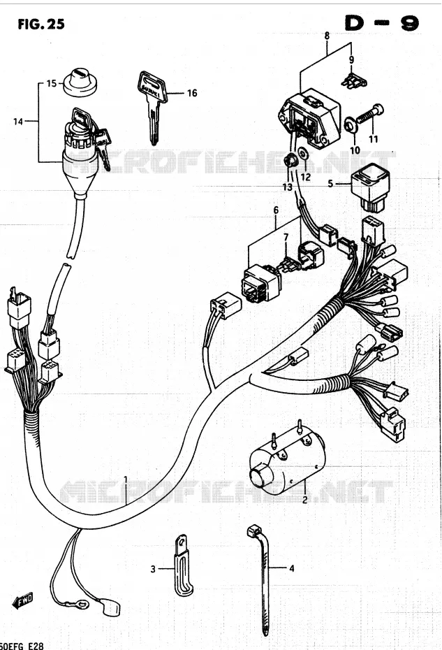 FAISCEAU ELECTRIQUE Suzuki QUAD 250 QUADRUNNER 1987  LT250EF(F/2/G)