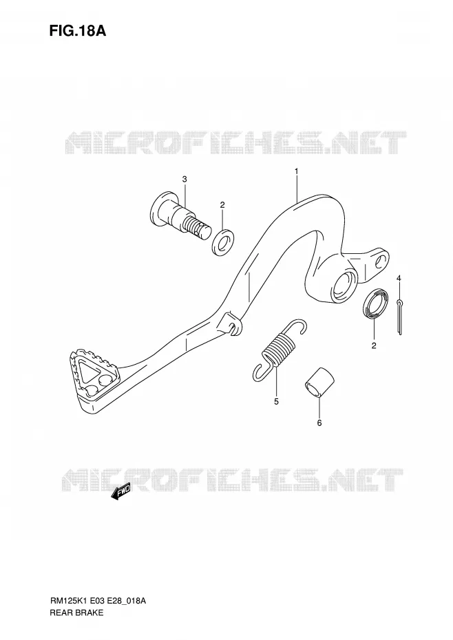 FREIN ARRIERE (MODELE K3/K4/K5/K6) Suzuki MOTO 125 RM 2004  RM125K4