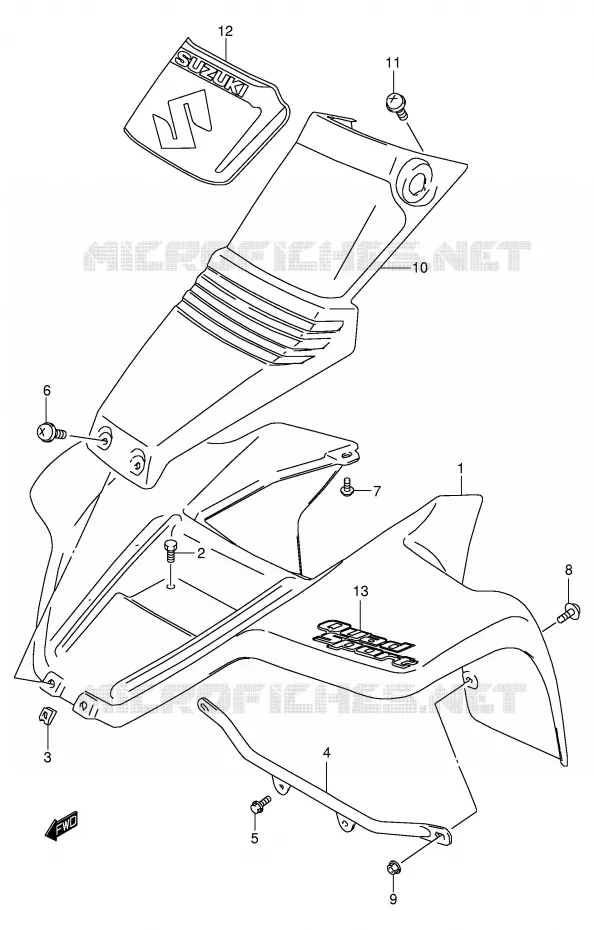 GARDE BOUE AVANT (MODELE K2/K3/K4) Suzuki QUAD 80 QUADSPORT 2005  LT80K5(P3/P28)