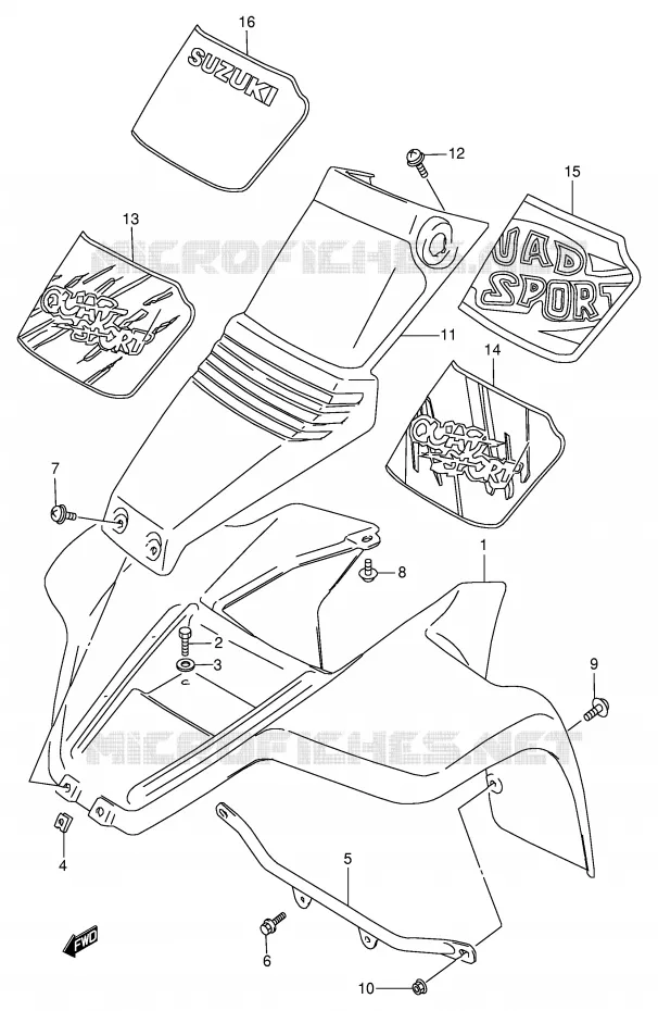 GARDE BOUE AVANT Suzuki QUAD 80 QUADSPORT 1999  LT80X(P3/P28)