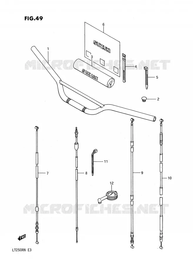 GUIDON - CABLES Suzuki QUAD 250 QUADRACER 1991  LT250RM(E3)