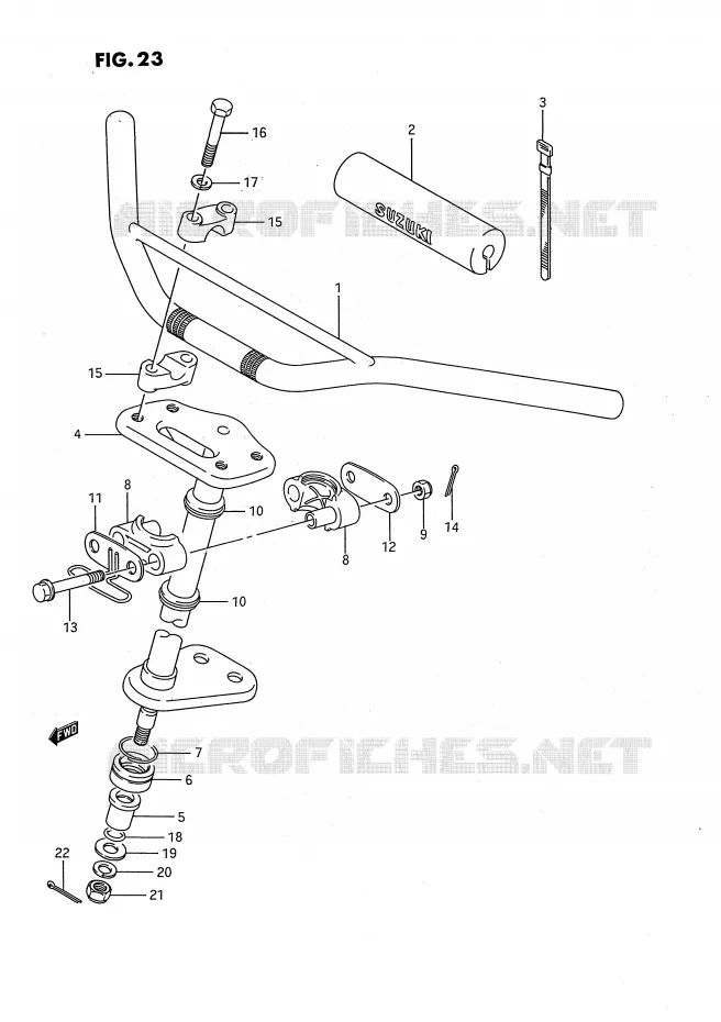 GUIDON - COLONNE DE DIRECTION Suzuki QUAD 80 QUADSPORT 1991  LT80M(P3)