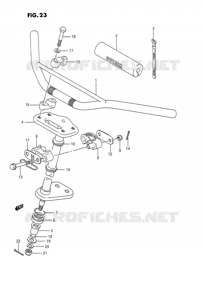 GUIDON - COLONNE DE DIRECTION Suzuki QUAD 80 QUADSPORT 1992  LT80N(P1)