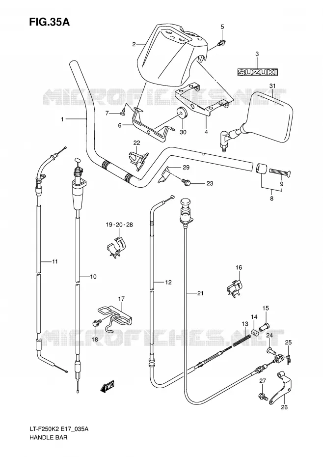 GUIDON (MODELE K3/K4/K5/K6) Suzuki QUAD 250 OZARK 2002  LT-F250K2(E17)