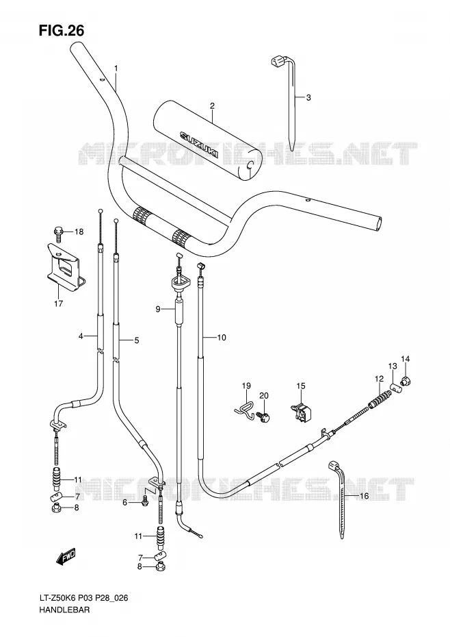 GUIDON Suzuki QUAD 50 QUADSPORT 2008  LT-Z50K8(P3/P28)