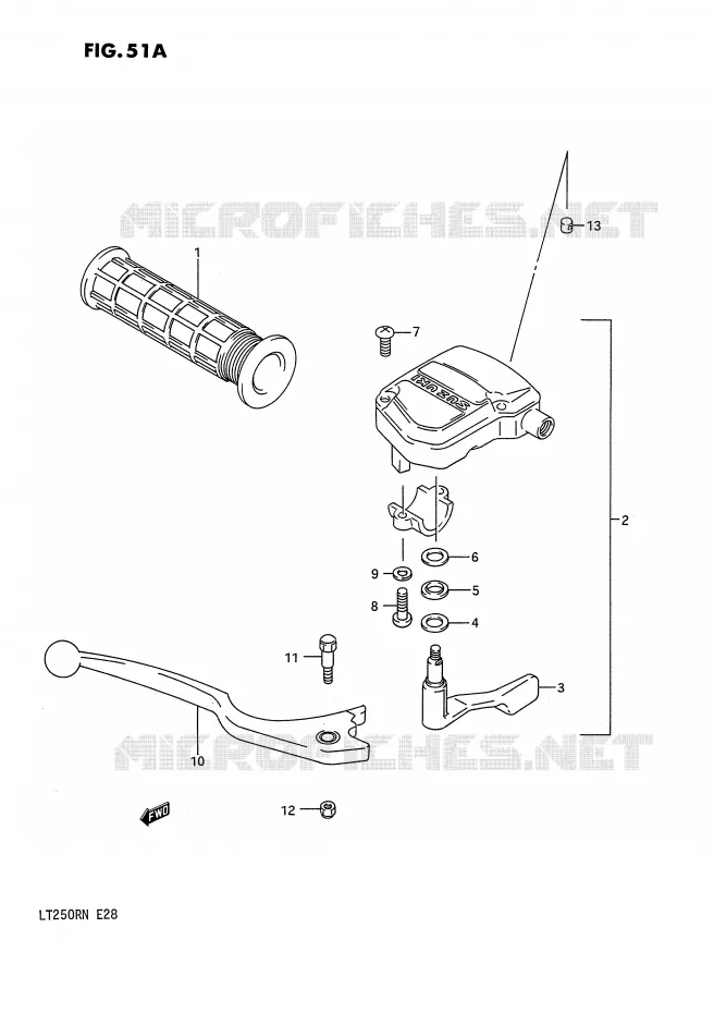 LEVIER DE FREIN (MODELE M/N) Suzuki QUAD 250 QUADRACER 1990  LT250RL(E28)