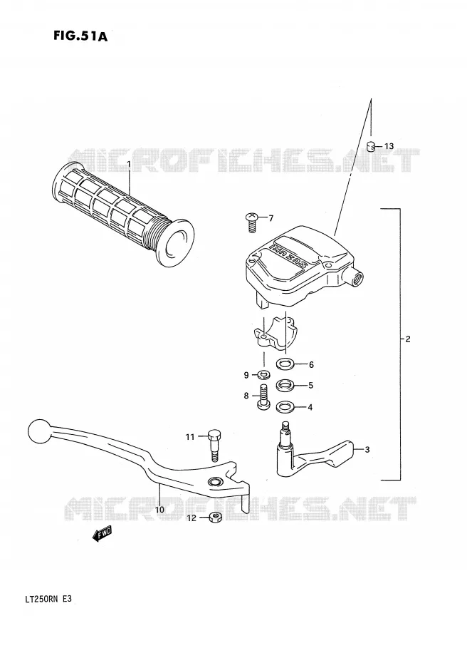 LEVIER DE FREIN (MODELE M/N) Suzuki QUAD 250 QUADRACER 1992  LT250RN(E3)