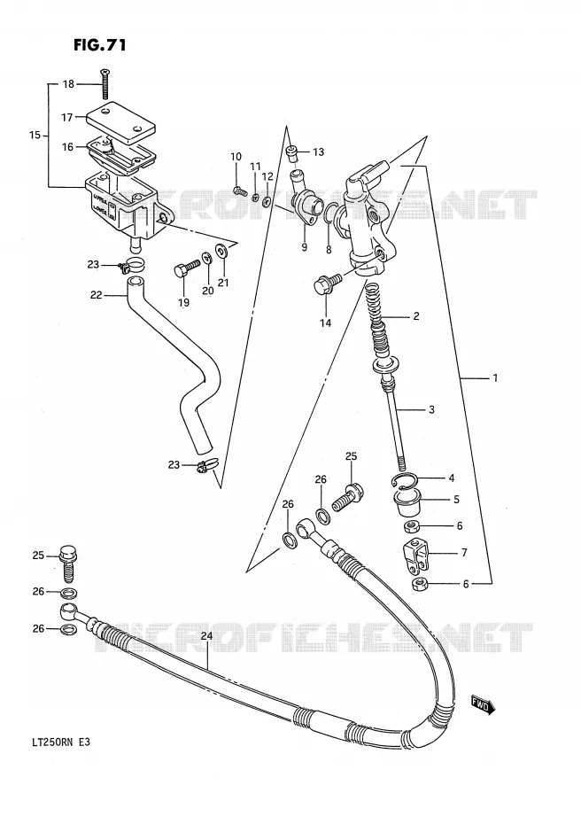 MAITRE CYLINDRE ARRIERE (MODELE H/J/K/L) Suzuki QUAD 250 QUADRACER 1988  LT250RJ(E3)