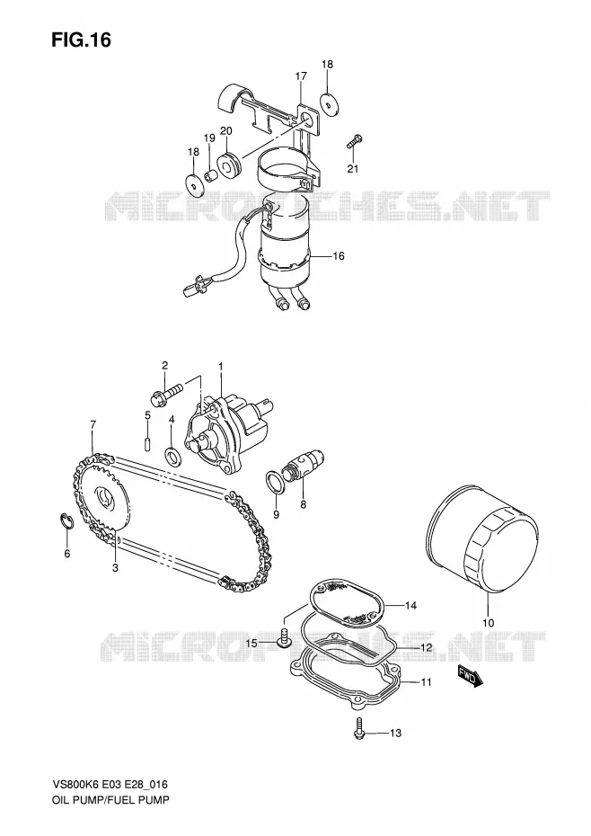 POMPE A HUILE - POMPE A ESSENCE Suzuki MOTO 800 INTRUDER 2006  VS800K6(E3/E28)