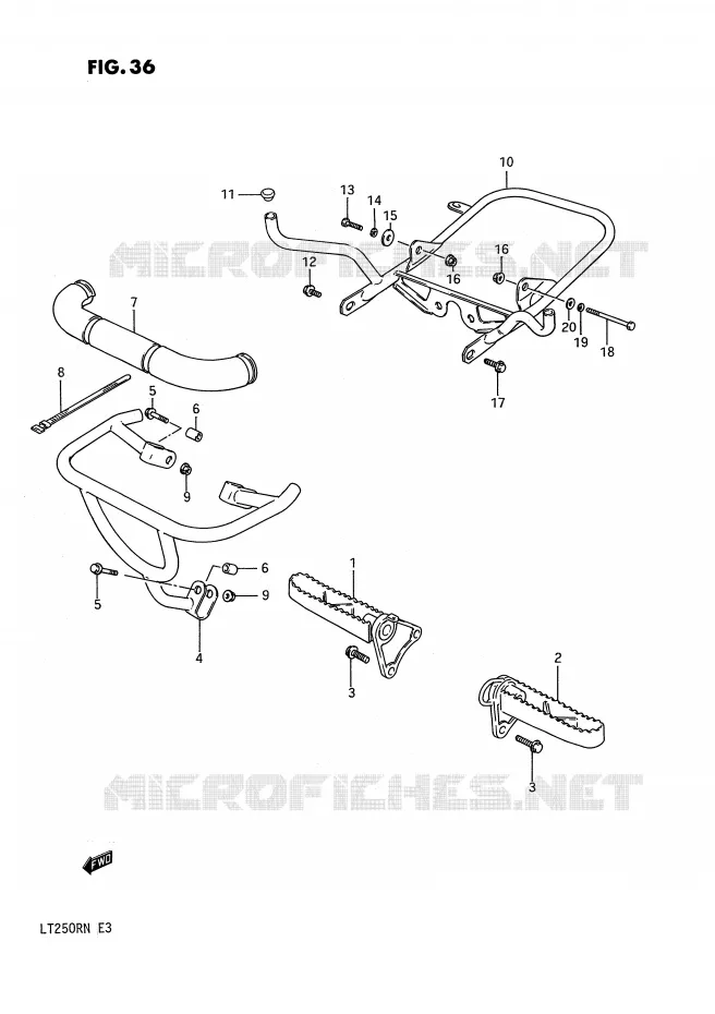 REPOSE PIED (MODELE F/G) Suzuki QUAD 250 QUADRACER 1988  LT250RJ(E3)