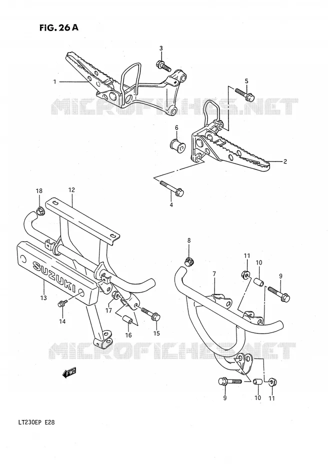 REPOSE PIED (MODELE K/L/M/N/P) Suzuki QUAD 230 QUADSPORT 1988  LT230EJ(E28)