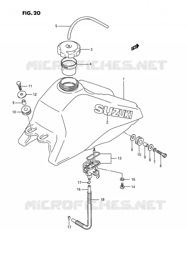 RESERVOIR D'ESSENCE Suzuki QUAD 80 QUADSPORT 1987  LT80H(P28)