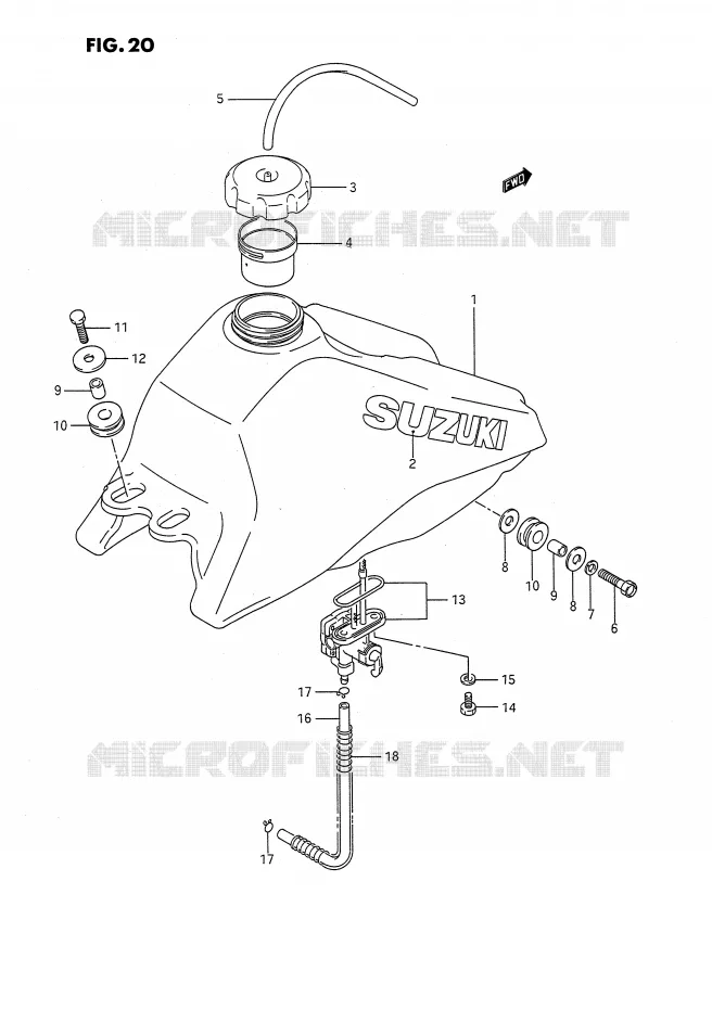 RESERVOIR D'ESSENCE Suzuki QUAD 80 QUADSPORT 1993  LT80P(P1)