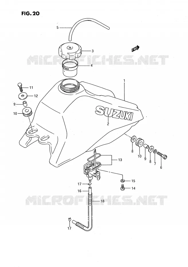RESERVOIR D'ESSENCE Suzuki QUAD 80 QUADSPORT 1994  LT80R(P3)
