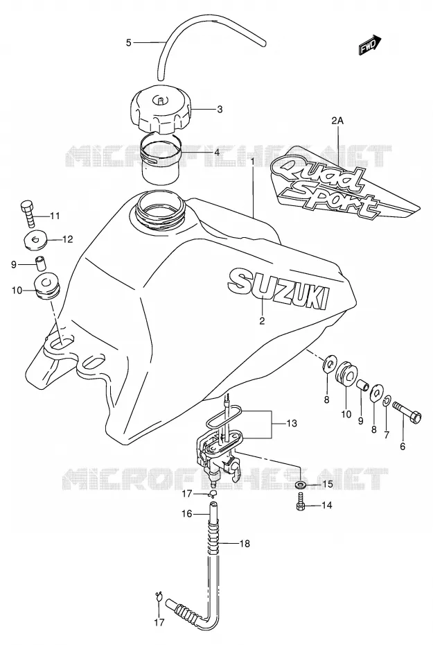 RESERVOIR D'ESSENCE Suzuki QUAD 80 QUADSPORT 2000  LT80Y(P3/P28)