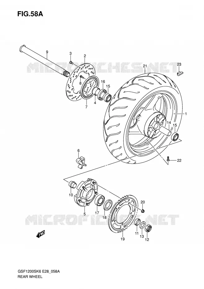 ROUE ARRIERE (GSF1200SAK6) Suzuki MOTO 1200 BANDIT 2006  GSF1200SAK6(E28)