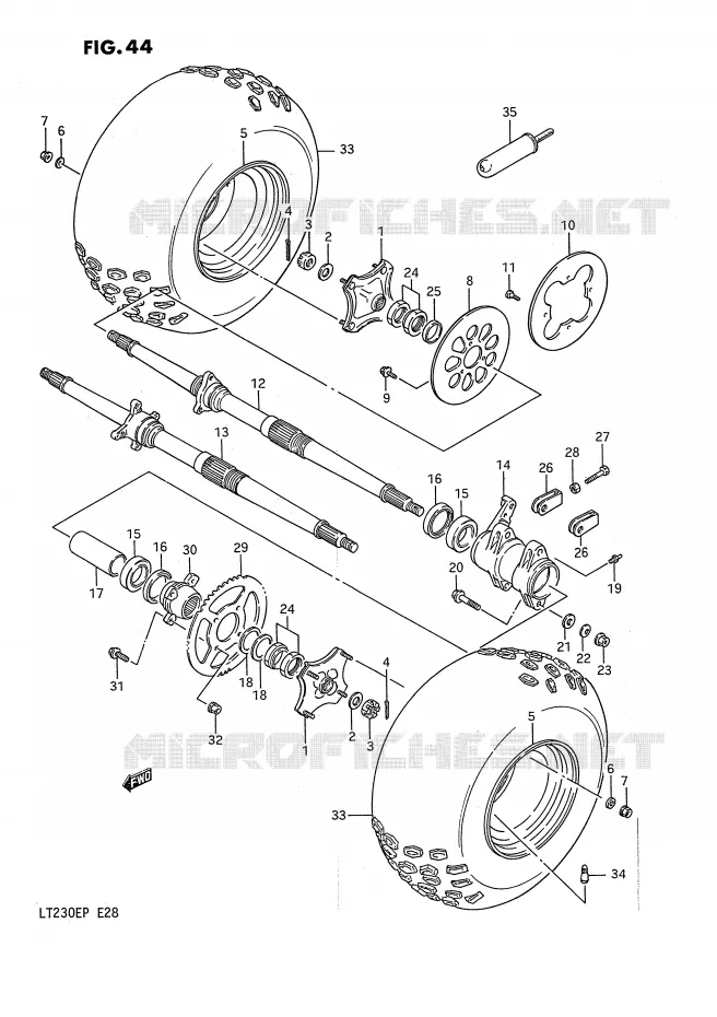 ROUE ARRIERE (MODELE H) Suzuki QUAD 230 QUADSPORT 1989  LT230EK(E28)
