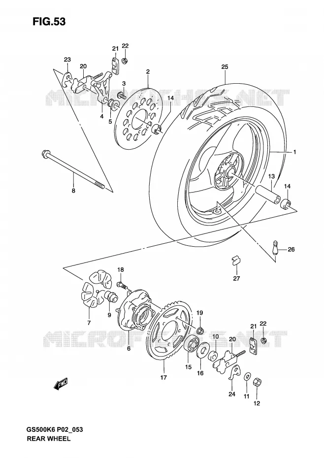 ROUE ARRIERE Suzuki MOTO 500 GS-F 2006  GS500FUK6(P19)