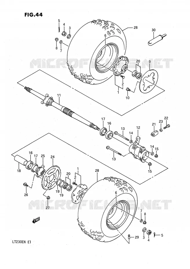 ROUE ARRIERE Suzuki QUAD 230 QUADSPORT 1990  LT230EL(E1)