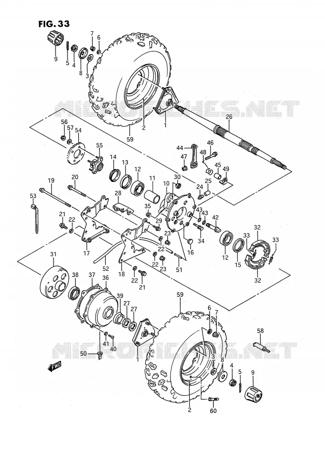 ROUE ARRIERE Suzuki QUAD 80 QUADSPORT 1988  LT80J(P28)