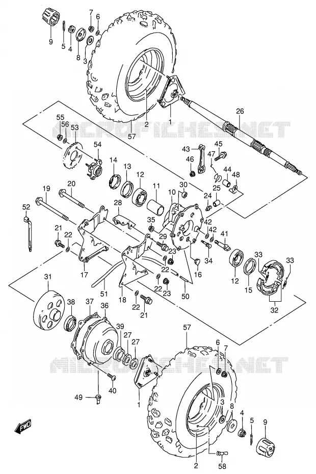 ROUE ARRIERE Suzuki QUAD 80 QUADSPORT 1999  LT80X(P3/P28)